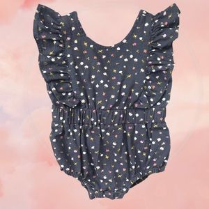 Cat & Jack Baby Girl 0-3 Month Blue Floral Romper